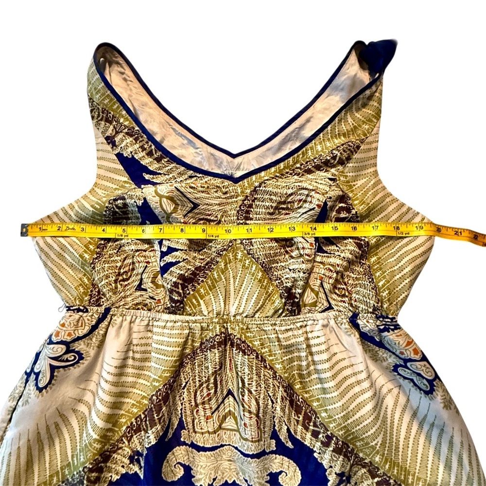 Edme & Esyllte - Anthropologie 100% Silk Kerchief Print V-Neck Dress Medium EUC - Picture 13 of 17